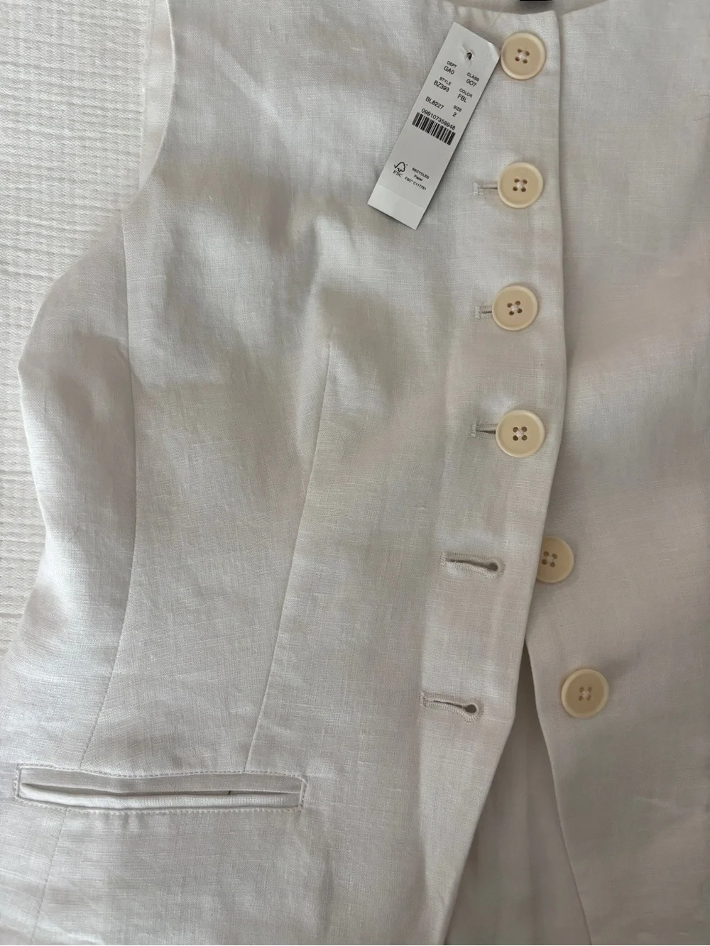 J Crew Cutaway vest top in white linen
